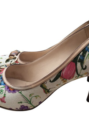 Винтажные туфли gucci с цветочным принтом2 фото