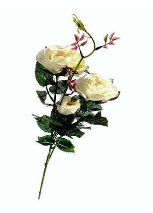 Искусственная ветка белых роз ( 3 цветка на ветке)