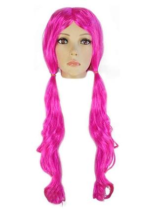 Парик два хвостика 75см (малиновый)
