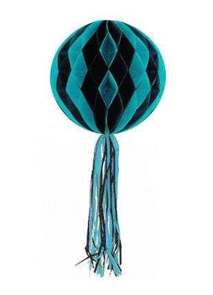 Бумажный шар соты (30см) черный с голубым