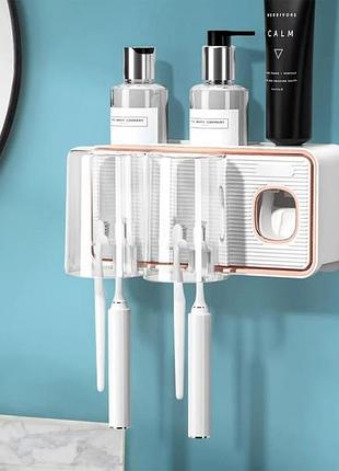 Диспенсер-полицю для зубного приладдя з 2 склянками toothbrush holder 223-54 катак [11] (40 шт./ясть)