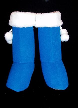 Сапожки женские карнавальные (35-36) ядвига. синие. велюр+меховые помпоны