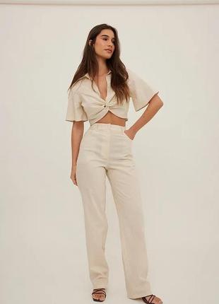 Новий шикарний лляний кроп- топ, блуза na-kd