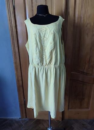Платье летнее с вышивкой батал натуральная ткань