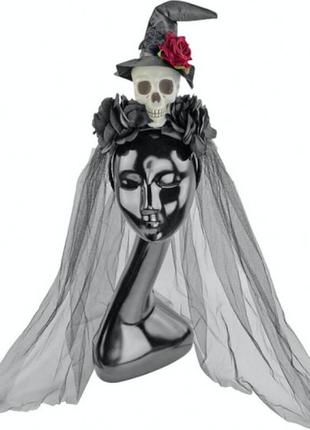 Обруч череп з трояндами в ковпаку