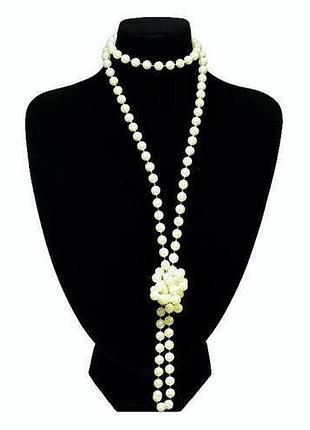 Намисто перлинне біле довге карнавальне