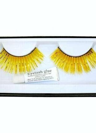 Жёлтые глянцевые ресницы накладные, длинные, карнавальные