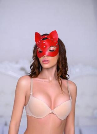 Красная маска кошки из кожи 210k