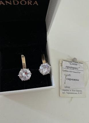 Срібні сережки з золотими пластинами