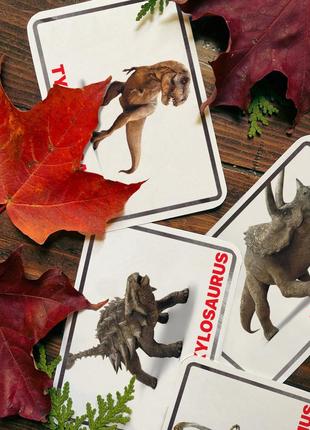 Детские развивающие карточки домана ‘‘динозавры’’ на немецком языке, в наборе 16 карточек