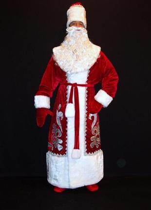 Костюм св.миколая/д.мороза елітний червоний-2 р-р 50-56