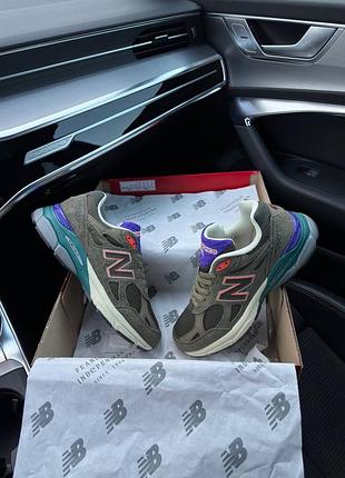 Мужские кроссовки в стиле new balance 990 v3 Сендалий беленс / демисезонные / весенние, летние, осенние / замша, сетка / черные, серые, белые, бежевые