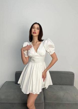 Котонова сукня з рукавами фонариками та пишною спідницею🌸