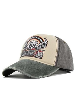 Кепка бейсболка шоссе 66 (мотоцикл, america, usa) с изогнутым козырьком, унисекс wuke one size