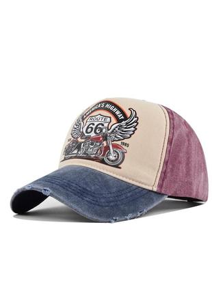 Кепка бейсболка шоссе 66 (мотоцикл, america, usa) с изогнутым козырьком, унисекс wuke one size