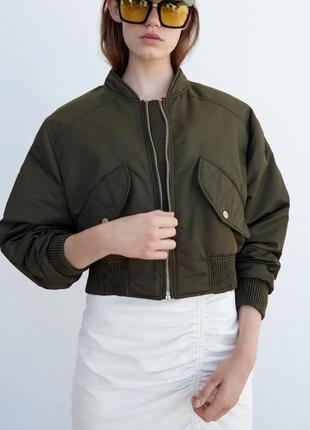 Шикарна куртка бомбер кольору хакі zara made in myanmar, 💯 оригінал, блискавичне надсилання