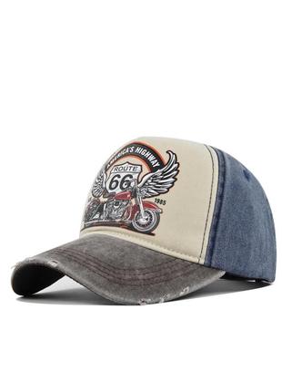 Кепка бейсболка шоссе 66 (мотоцикл, america, usa) с изогнутым козырьком, унисекс wuke one size