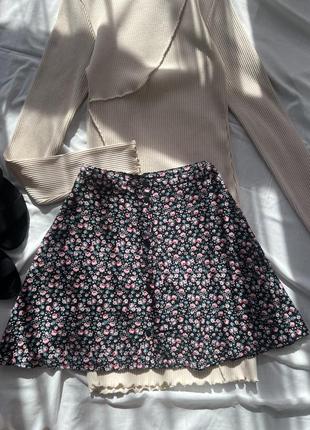Цветочная мини юбка h&m