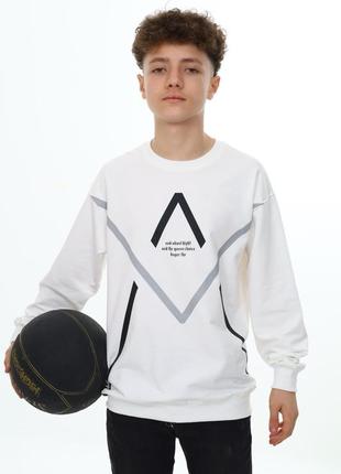 Стильний лонгслів для дітей підлітків бежевий, трикотажний бавовняний молочний реглан для хлопчика 5-14