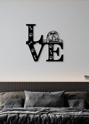 Панно love&paws лхаса-апсо 20x20 см - картини та лофт декор з дерева на стіну.