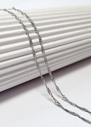 Срібна тонка цепочка ланцюжок сингапур 45 см срібло 925 проби родоване 1.60г 801р1/45