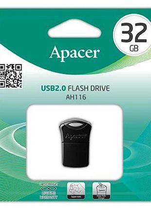 Usb-накопитель apacer ah116 32gb usb flash drive 2.0 32 гб black