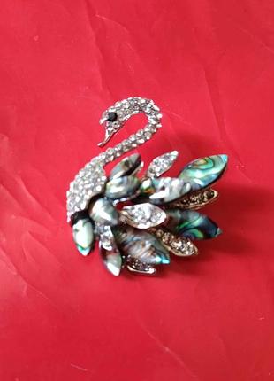 Шикарная брошь лебедь халиотис 2