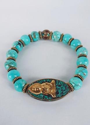 Тибетский браслет из бирюзы, ручной работы