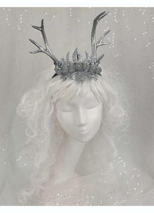 Обруч рога черный олень