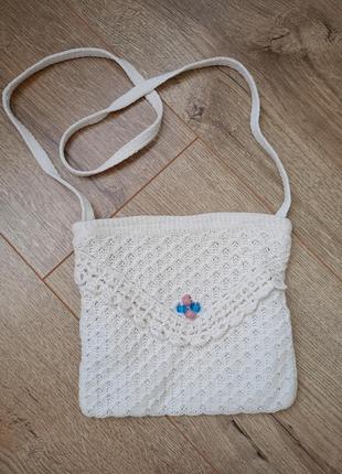 Сумка сумочка на літо в'язана через плече кросбоді біла