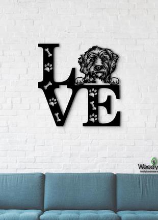 Панно love&paws кокапа 20x20 см - картины и лофт декор из дерева на стену.