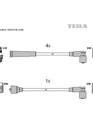 Провода зажигания заз 1102-1105 в/в (силикон) - tesla (t367s)