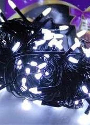 Гірлянда led 300 біла на чорних дротах.