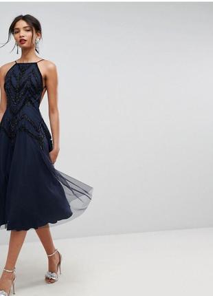 Брендова коктельна тюлева сукня міді від asos