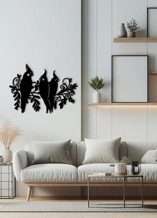 Современная картина на стену, декор для комнаты "компания попугаев", минималистичный стиль 25x18 см6 фото