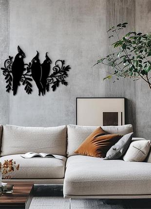 Современная картина на стену, декор для комнаты "компания попугаев", минималистичный стиль 25x18 см10 фото