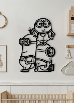 Інтер'єрна картина на стіну, декор в кімнату "міньйони для дітей. посіпаки", стиль мініімалізм 25x18 см