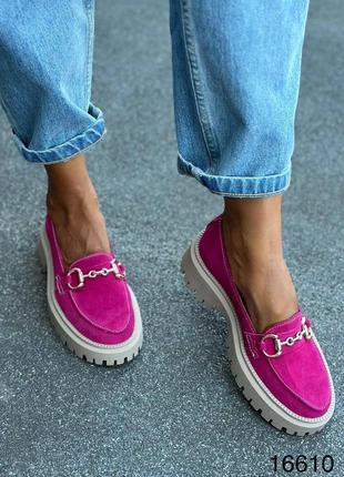 Лоферы натуральная кожа/замша код 16610