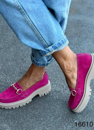 Лоферы натуральная кожа/замша код 16610