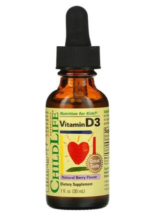 Вітамін d3 для дітей краплі зі смаком натуральних ягід vitamin d3 drops childlife 30 мл