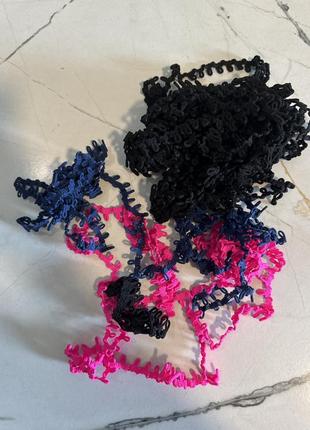 Тесьма с петлями,черная, синяя,розовая