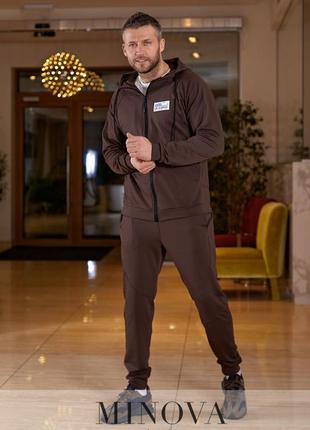 Красивый коричневый спортивный костюм для мужчин, размер от 48 до 60