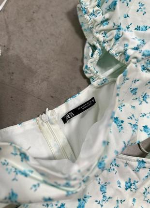 Сукня платье zara в цветочный принт белое7 фото