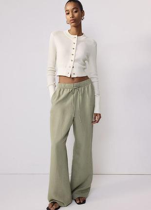 Широкие брюки в пижамном стиле из смеси льна h&m 1138003011