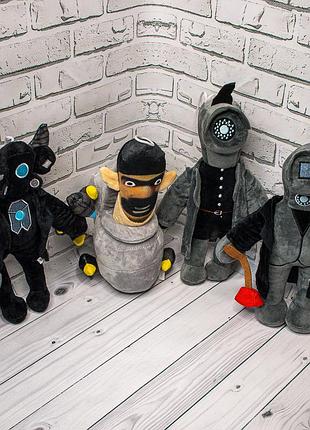 Мягкие игрушки skibidi toilet, camera man, speaker man, tv man