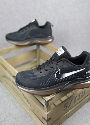 Nike air running черные с белым кроссовки мужские найк аир с баллоном летние весенние демисезонные низкие легкие сетка текстильные