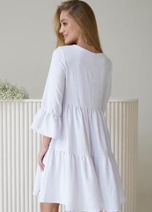 Платье для беременных, для кормления, свободного кроя белое3 фото