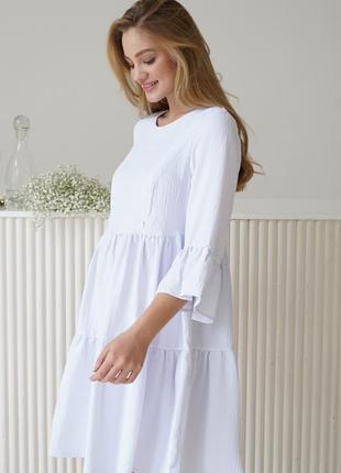 Платье для беременных, для кормления, свободного кроя белое5 фото