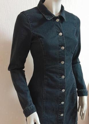 Шикарное джинсовое платье рубашка серого цвета zara autentic denim made in turkey8 фото