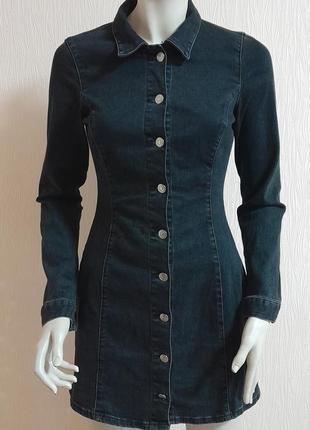 Шикарное джинсовое платье рубашка серого цвета zara autentic denim made in turkey5 фото